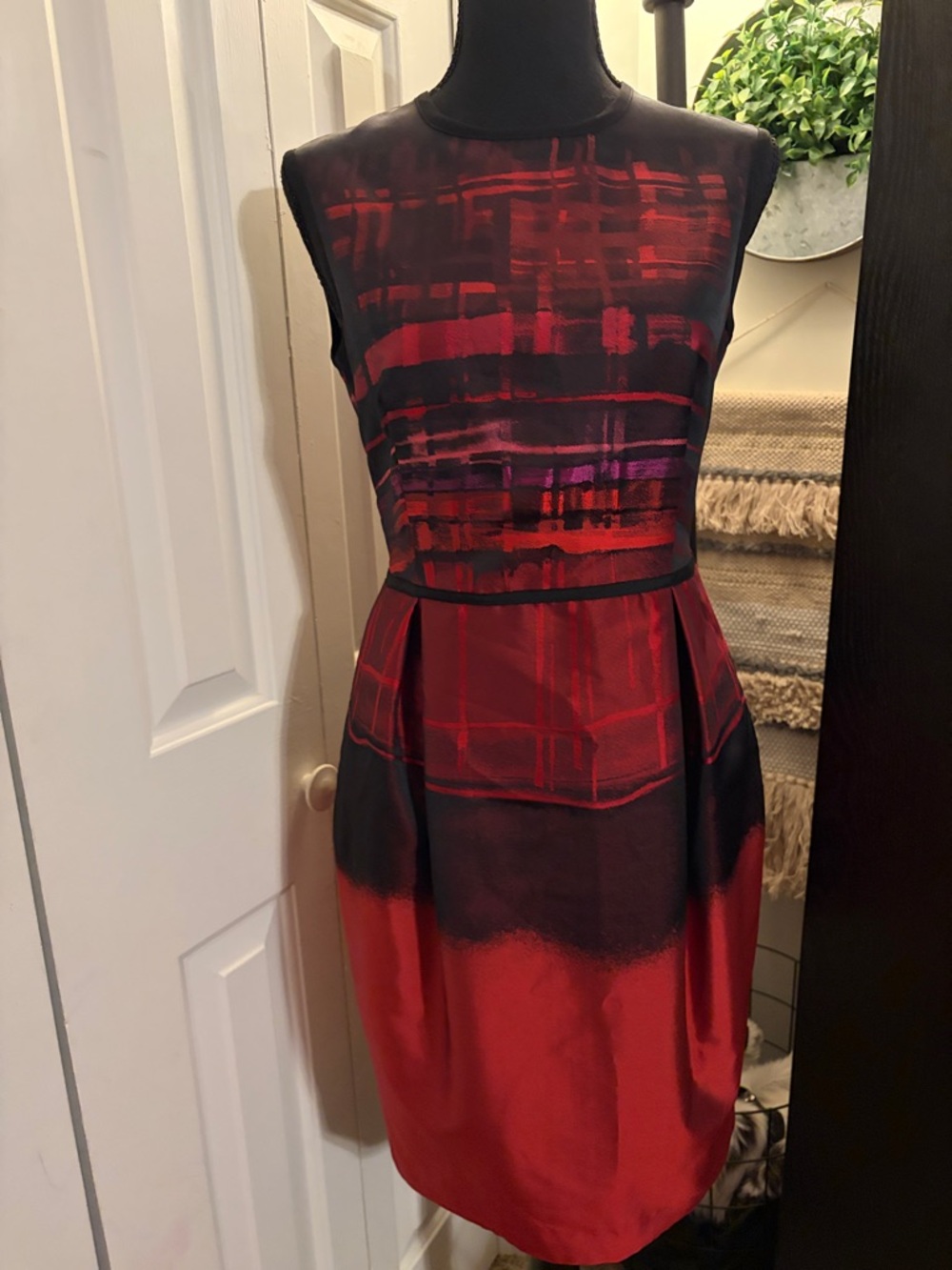 Phase Eight Addison Stripe Red and Black Sheath Dress